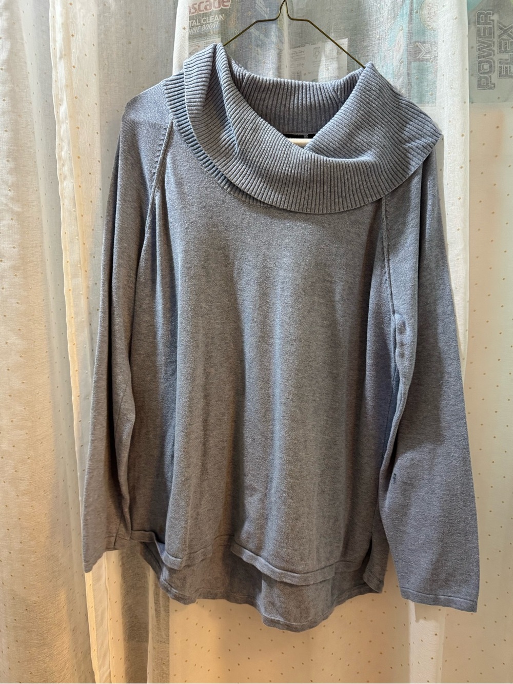 JEANNE PIERRE Gray Cowl Neck Sweater